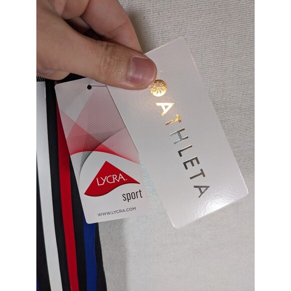 NWT Athleta Women’s Leggings Sketch Sonar Black Strip 7/8 Red White Blue Size M - Picture 6 of 16